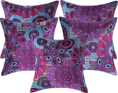 Go Texstylers Cotton Cushions Cover(40.64 cm*40.64 cm, Pack of 5, Multicolor)