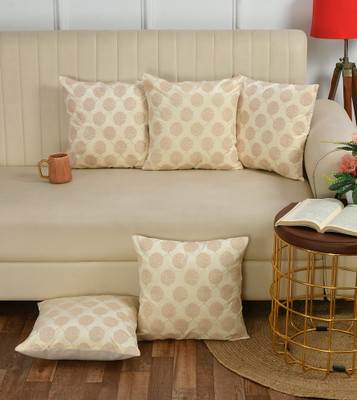 YW Yahwey Velvet Cushions Cover(40.64 cm*40.64 cm, Pack of 5, Beige)