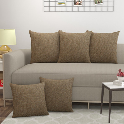 WiseHome Jute Cushions Cover(40 cm*40 cm, Pack of 5, Gold)