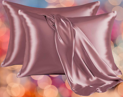 Zupaya Satin Pillows Cover(10 cm*10 cm, Pack of 2, Pink)