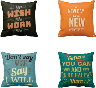 TheYaYaCafe Cotton Cushions Cover(50 cm*50 cm, Pack of 4, Multicolor)