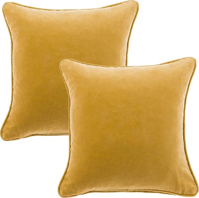 AMITRA Plain Cushions & Pillows Cover(Pack of 2, 43 cm*43 cm, Yellow)