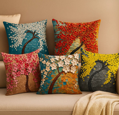 MADANI HANDICARFT Cotton Cushions Cover(40 cm*40 cm, Pack of 5, Multicolor)