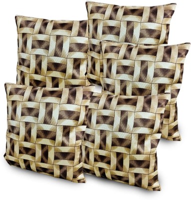 Kanushi Industries Geometric Cushions Cover(Pack of 5, 41 cm*41 cm, Brown)