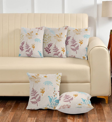 RENTOOR Cotton Cushions Cover(40 cm*40 cm, Pack of 5, White, Orange)