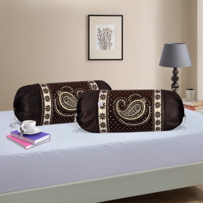 Heart Home Polyester Bolsters Cover(Pack of 2, 40 cm*80 cm, Brown)