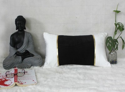 Dekor World Self Design Cushions & Pillows Cover(45 cm*70 cm, White, Black)