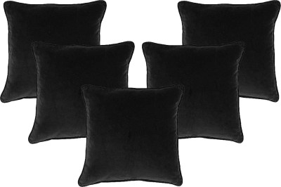 AMITRA Plain Cushions Cover(Pack of 5, 55 cm*55 cm, Black)