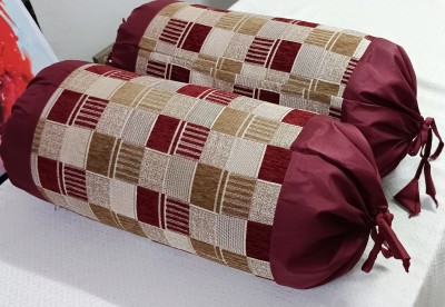 Real Desi Chenille Bolsters Cover(Pack of 2, 40 cm*75 cm, Maroon)