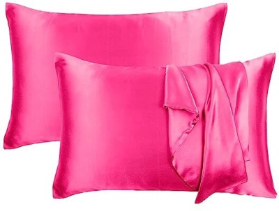 kripara Satin Cushions & Pillows Cover(Pack of 2, 18 cm*28 cm, Pink)