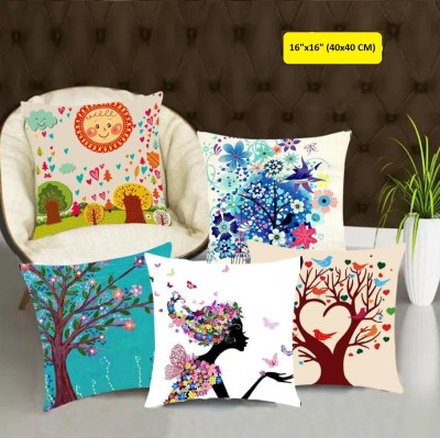 EXOTICE Floral Cushions Cover(Pack of 5, 40 cm*40 cm, Blue)