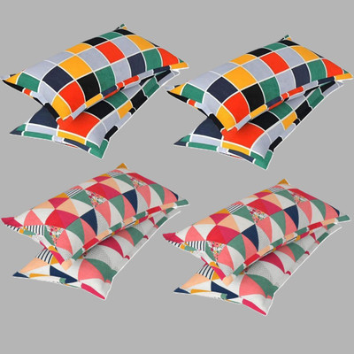 AAKRITI Cotton Pillows Cover(Pack of 8, 43 cm*69 cm, Multicolor, Orange)