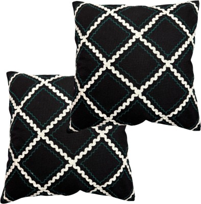 Ashgobs Canvas Cushions Cover(Pack of 2, 40 cm*40 cm, Black)