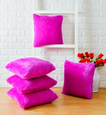 Cyuteenuts Fur, Faux Silk, Microfiber Pillows Cover(Pack of 5, 40.64 cm*40.64 cm, Purple)