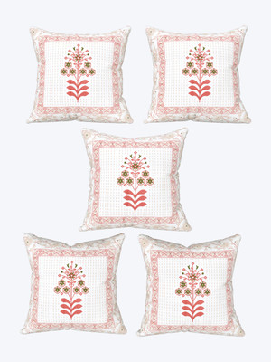 QAYMA Cotton Cushions Cover(Pack of 5, 40 cm*40 cm, Maroon)