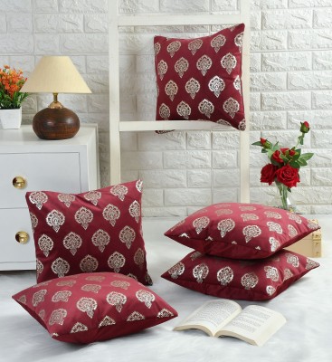 Bdeck Bruders Self Design Cushions & Pillows Cover(Pack of 5, 40 cm*40 cm, Maroon)