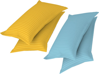 Gharsaaz Polycotton Pillows Cover(43 cm*67 cm, Pack of 4, Yellow, Blue)
