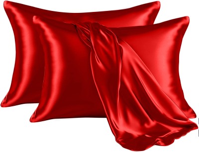 Espresso Satin Pillows Cover(Pack of 2, 45.72 cm*71.12 cm, Red)