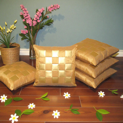 Zikrak Satin Cushions & Pillows Cover(60 cm*60 cm, Pack of 5, Beige)