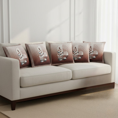 VICTORY WEAVES Polycotton Cushions Cover(40 cm*40 cm, Pack of 5, Brown)