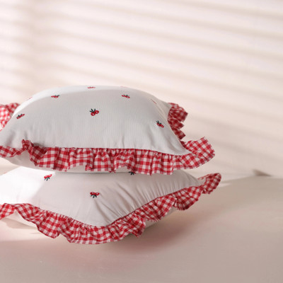 Sleepy Threads Cotton Cushions Cover(Pack of 2, 40 cm*40 cm, Red, White)