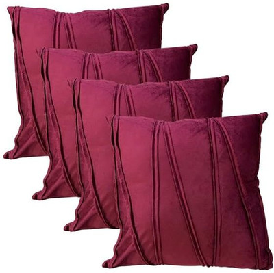 A&A Fabrics Polyester, Velvet Cushions & Pillows Cover(40.64 cm*40.64 cm, Pack of 4, Maroon)