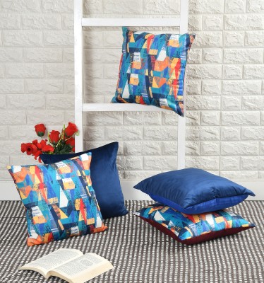 Bigger Fish Printed Cushions & Pillows Cover(Pack of 5, 40 cm*40 cm, Blue)