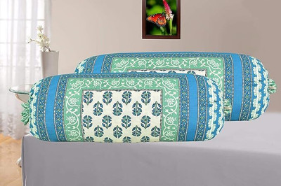 Thayan Cotton Bolsters Cover(41 cm*82 cm, Pack of 2, Blue)