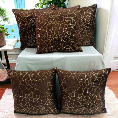 Decorline Velvet, Dupion Silk Cushions & Pillows Cover(40 cm*40 cm, Pack of 5, Brown)