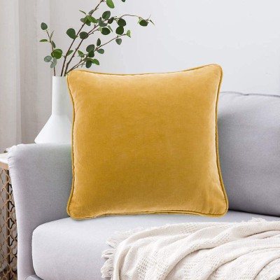 AMITRA Plain Cushions & Pillows Cover(43 cm*43 cm, Yellow)