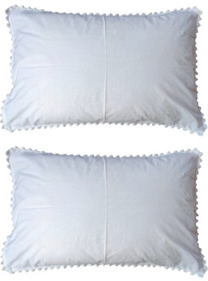 Mayabi Cotton Pillows Cover(Pack of 2, 43.18 cm*63.5 cm, White)