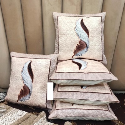 EASTTARDOMM Cotton, Dupion Silk Cushions Cover(Pack of 5, 41 cm*41 cm, Beige)