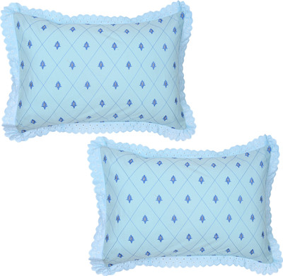 VHC Cotton Pillows Cover(45 cm*69 cm, Pack of 2, Blue, Blue)