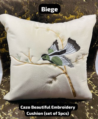 Dizen Star Self Design Cushions Cover(Pack of 5, 33 cm*33 cm, Beige)