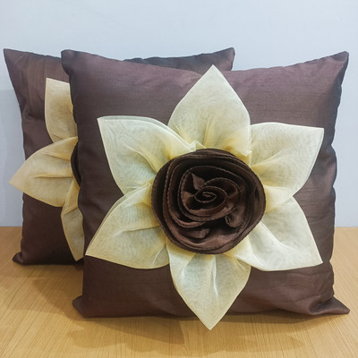 Decorline Silk Cushions & Pillows Cover(40 cm*40 cm, Pack of 2, Brown)