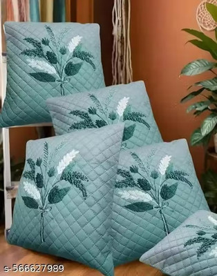Swarn Handloom Polycotton Cushions Cover(Pack of 5, 40 cm*40 cm, Blue)