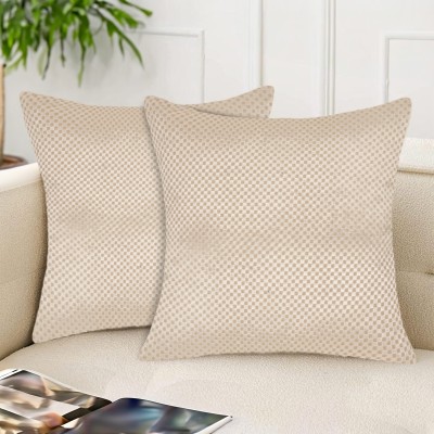 Tesmare Velvet Cushions & Pillows Cover(Pack of 2, 50 cm*50 cm, Beige)