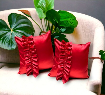 FRILLKART Satin Cushions & Pillows Cover(Pack of 2, 18 cm*18 cm, Red)