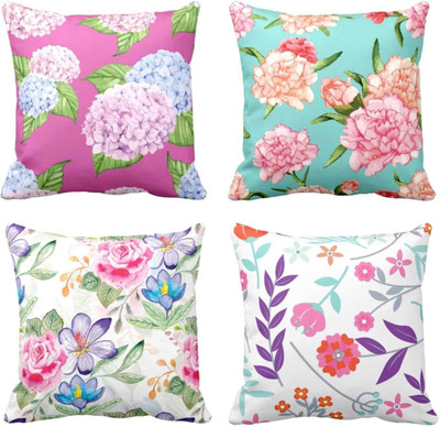 TheYaYaCafe Cotton Cushions Cover(30 cm*30 cm, Pack of 4, Multicolor)