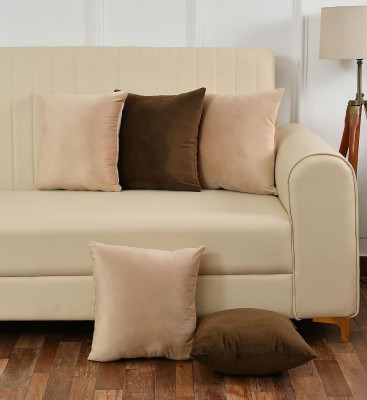 24x7 Home Store Plain Cushions Cover(Pack of 5, 40 cm*40 cm, Beige, Brown)