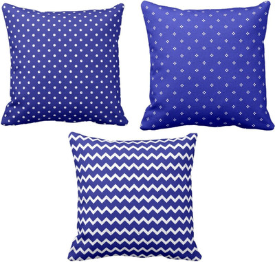 TheYaYaCafe Cotton Cushions Cover(40 cm*40 cm, Pack of 3, Blue)