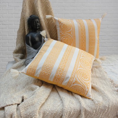 Dekor World Geometric Cushions & Pillows Cover(Pack of 2, 50 cm*50 cm, Yellow)