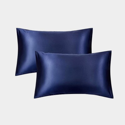 sazzle Satin Pillows Cover(Pack of 2, 18 cm*28 cm, Blue)