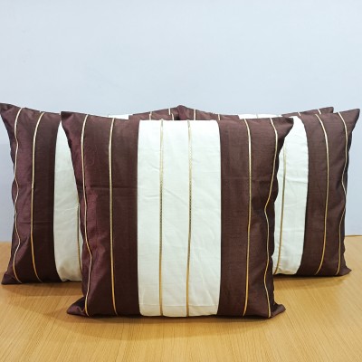 Decorline Striped Cushions & Pillows Cover(Pack of 5, 40 cm*40 cm, Brown)