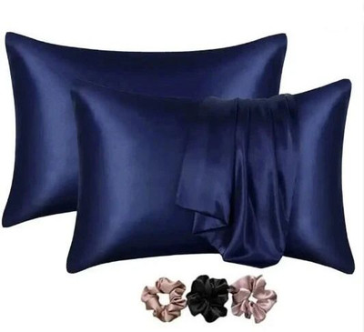 ARMOXA Satin Pillows Cover(18 cm*28 cm, Pack of 2, Blue)
