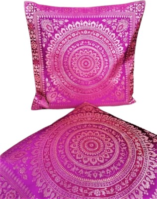 Hawamahal Motifs Cushions & Pillows Cover(Pack of 2, 40 cm*40 cm, Pink)
