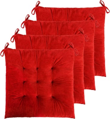 Slatters Be Royal Store Plain Cushions & Pillows Cover(Pack of 4, 40 cm*40 cm, Red)