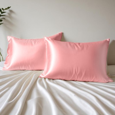 Layers Satin Pillows Cover(Pack of 2, 46 cm*69 cm, Pink)