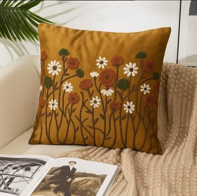 ABODRIC Velvet Cushions Cover(40 cm*40 cm, Pack of 5, Yellow)