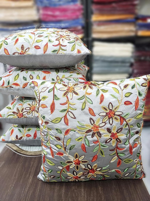 Leoaries Silk Cushions Cover(Pack of 5, 40 cm*40 cm, Grey)